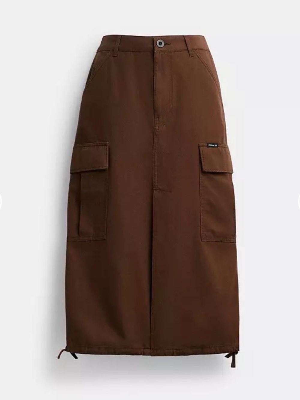 Coach Brown Cargo Midi Skirt with Utility Pockets